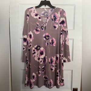 Purple Floral Maternity Dress